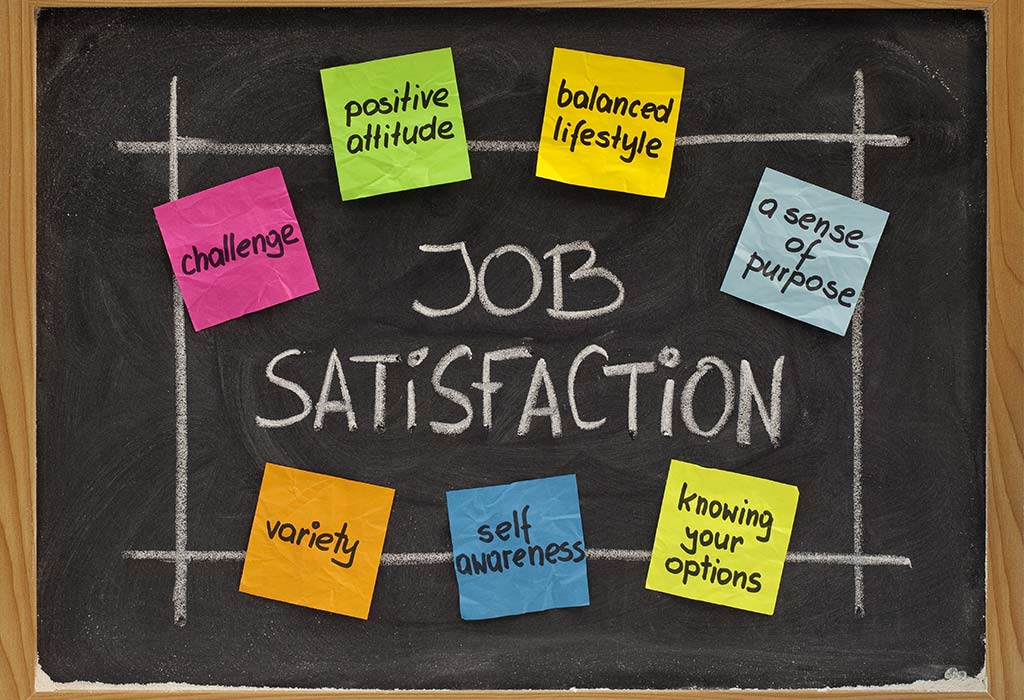 job satisfaction banner with seven sticky notes